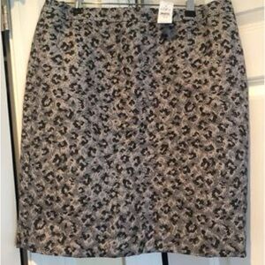 Ann Taylor Loft Silver Leopard Brocade Skirt